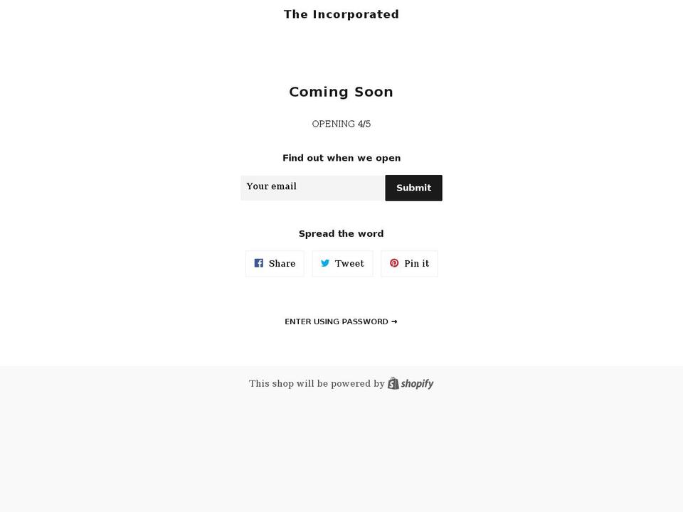 theincorporatedclothing.com shopify website screenshot
