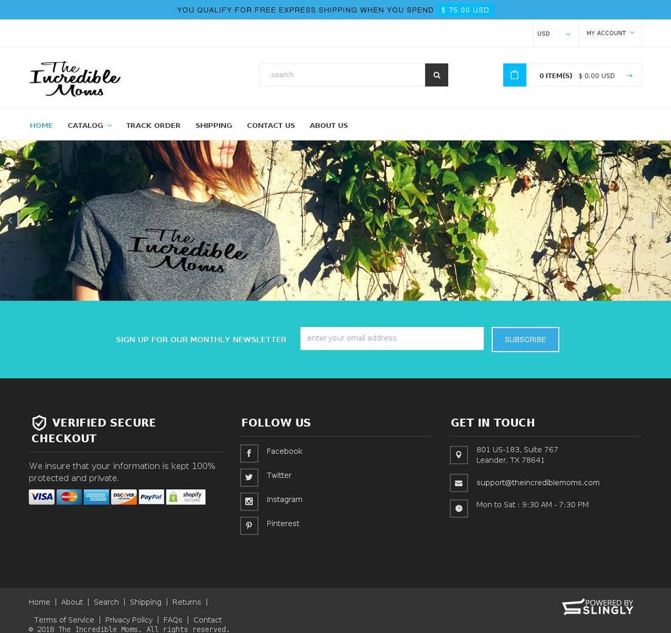 slingly-theme-v1-0 Shopify theme site example theincrediblemoms.com