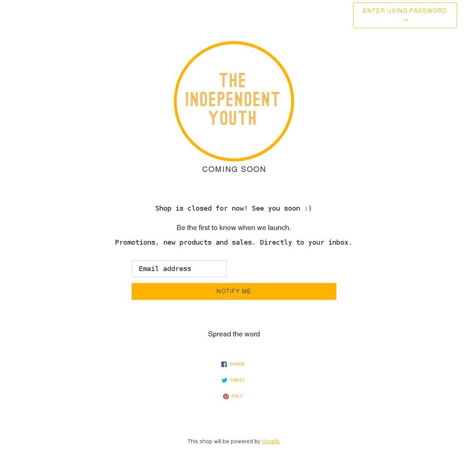 theindependentyouth.com shopify website screenshot