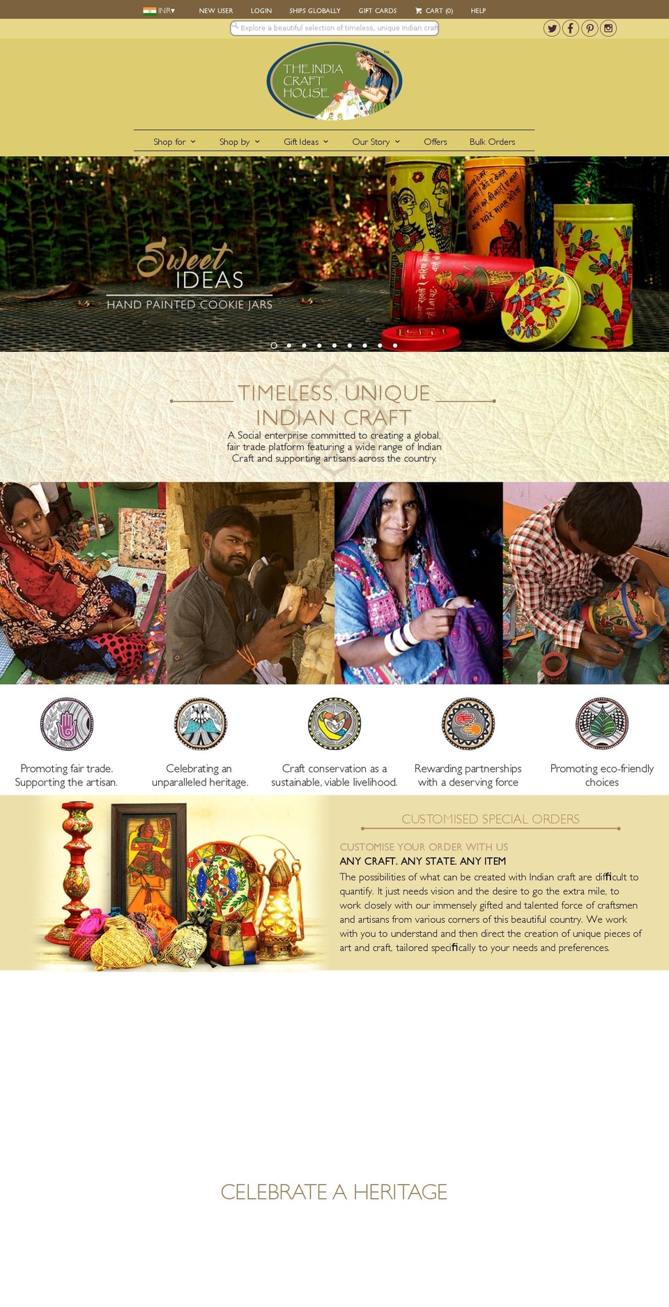 theindiacrafthouse.com — Shopify storefront screenshot