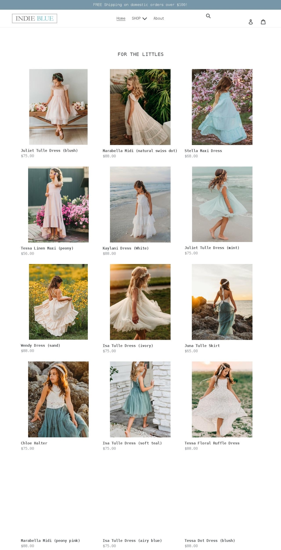 theindieblue.com shopify website screenshot