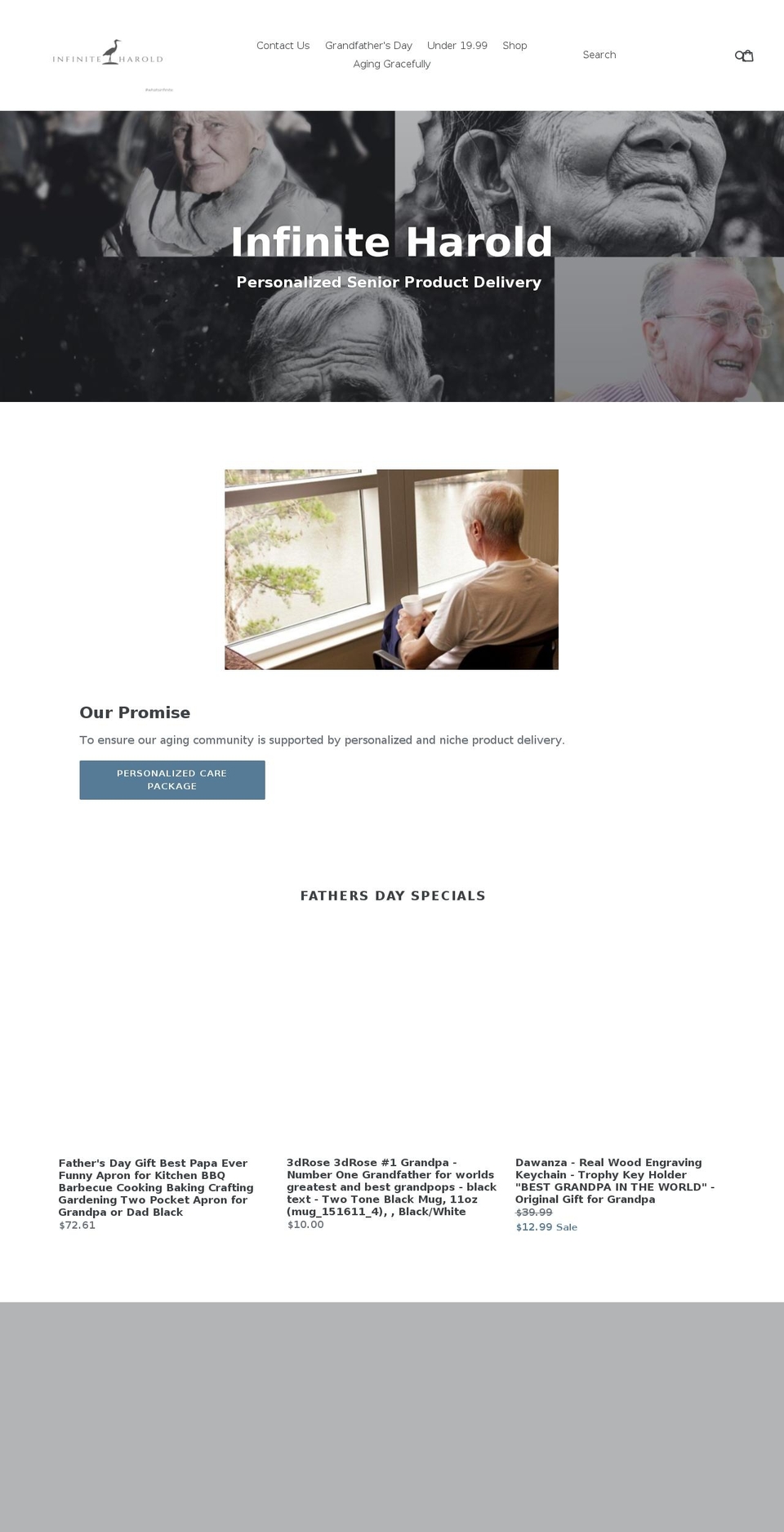 theinfiniteharold.com — Shopify storefront screenshot