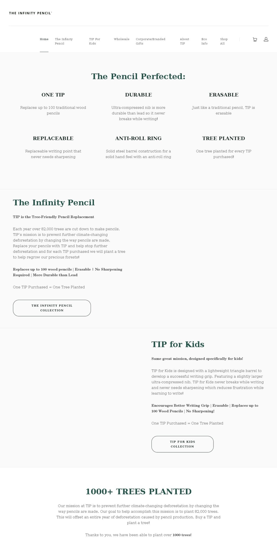 theinfinitypencil.com shopify website screenshot