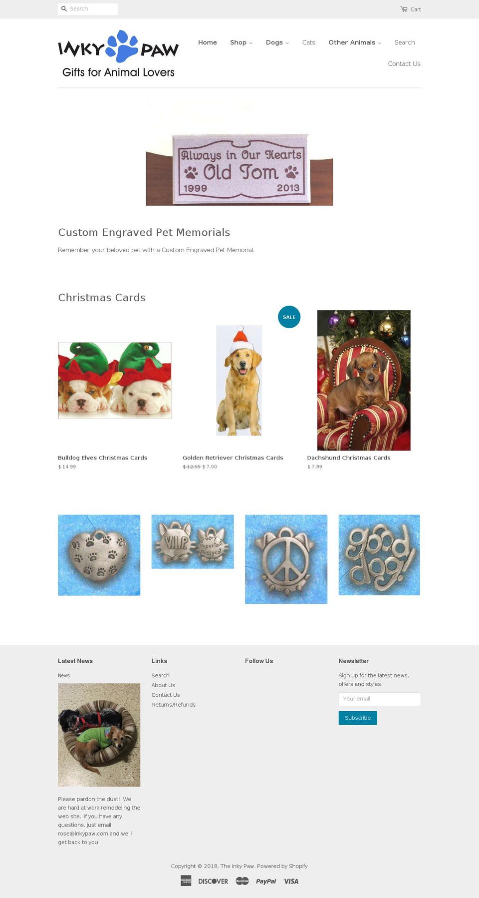 theinkypaw.com — Shopify storefront screenshot