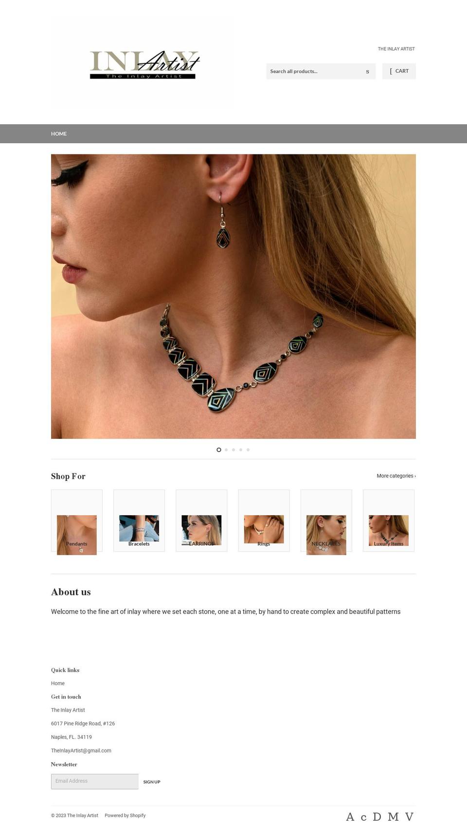 theinlayartist.com shopify website screenshot