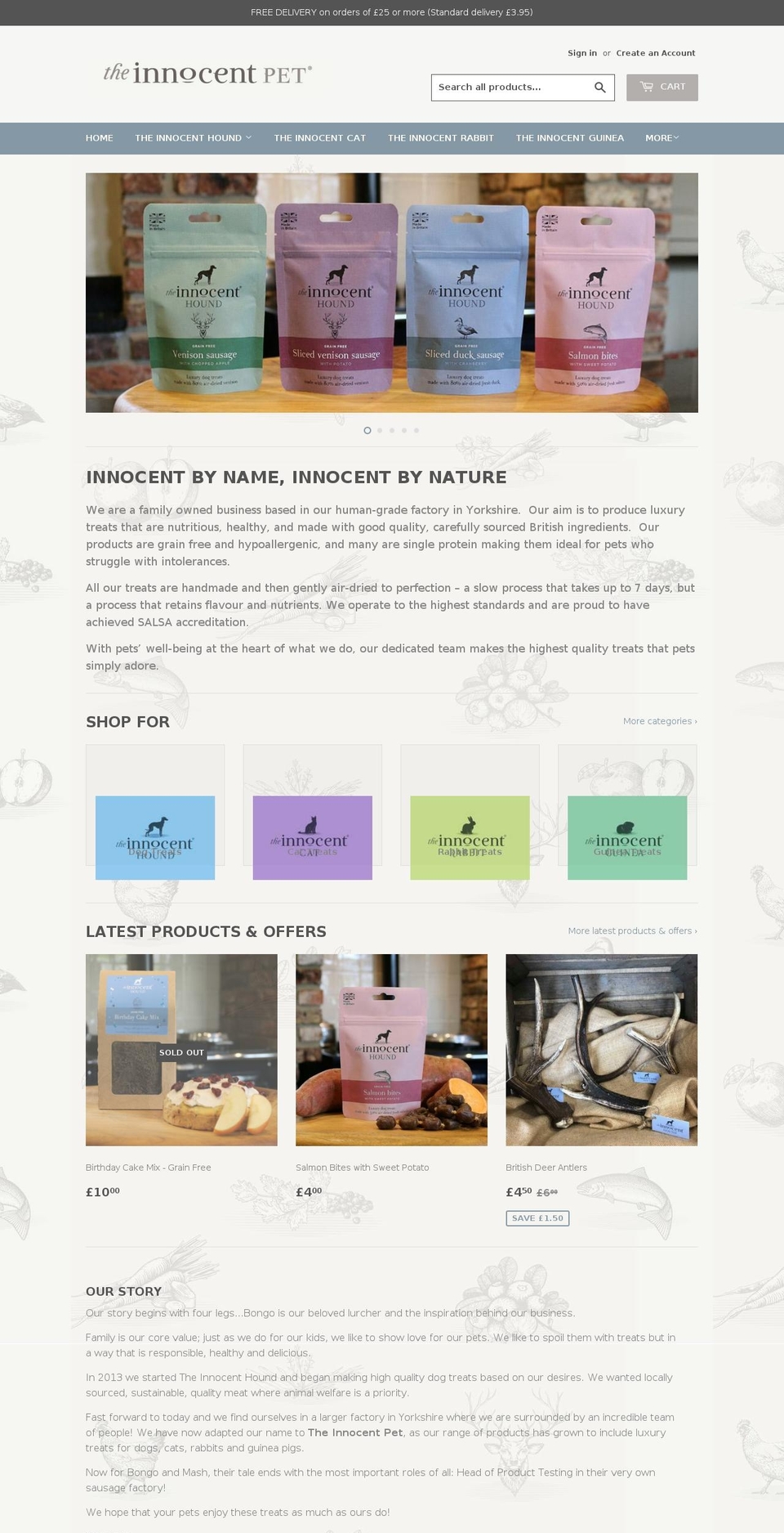 theinnocentpet.co.uk shopify website screenshot