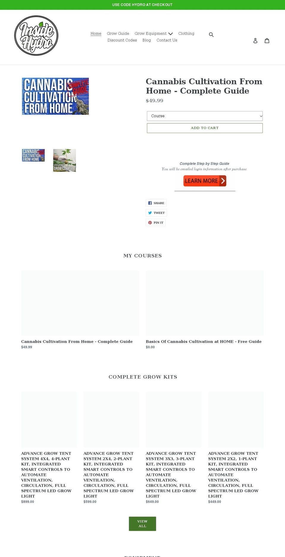 theinsidehydro.com shopify website screenshot