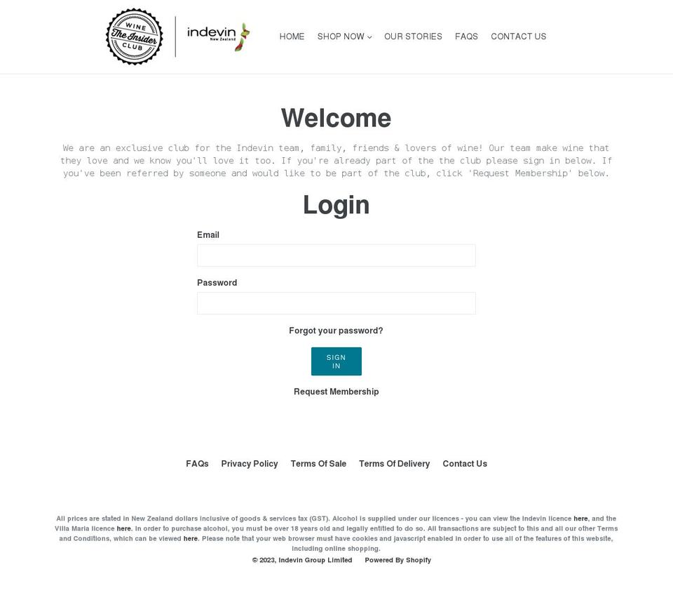 theinsiderwineclub.com — Shopify storefront screenshot