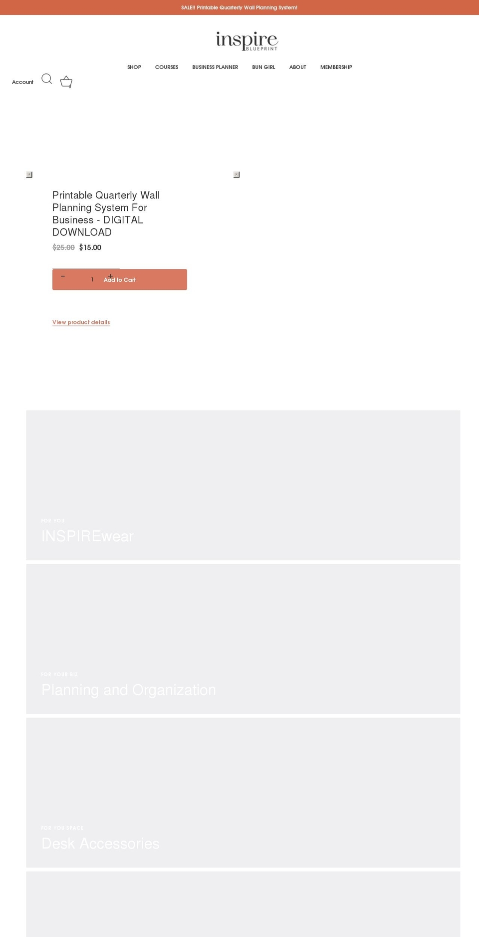 theinspireblueprint.com shopify website screenshot