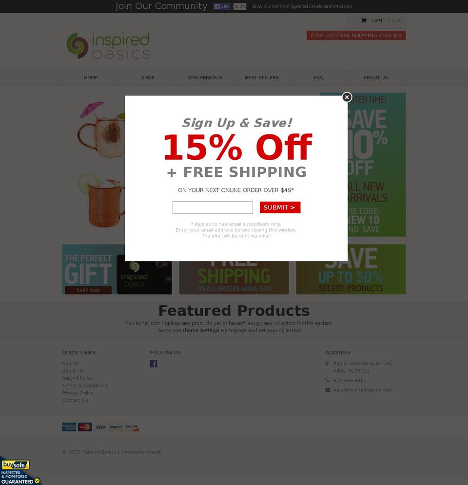 theinspiredbasics.com shopify website screenshot