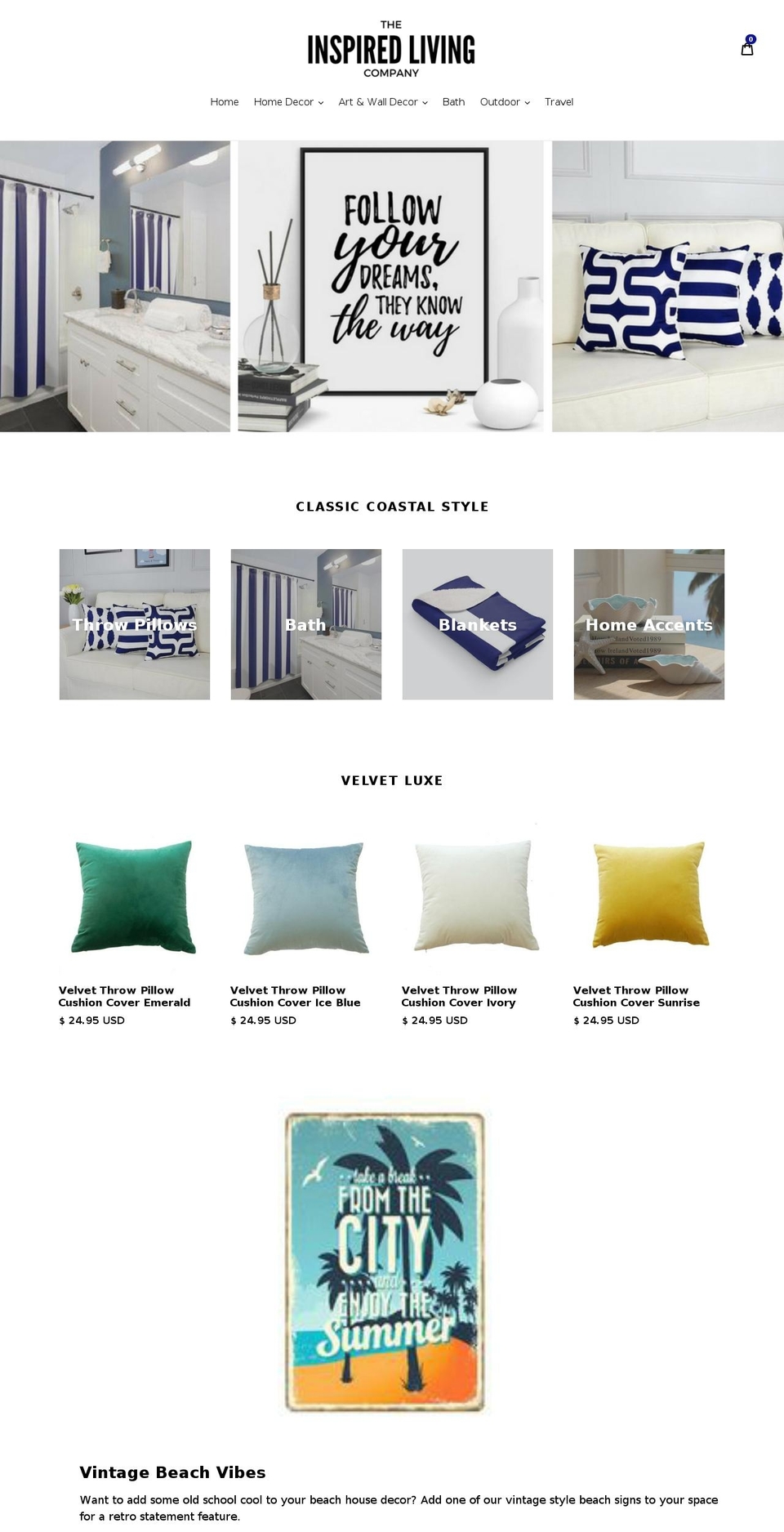 theinspiredlivingcompany.com — Shopify storefront screenshot