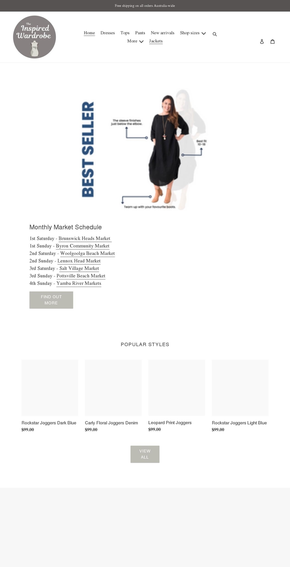 theinspiredwardrobe.com.au shopify website screenshot