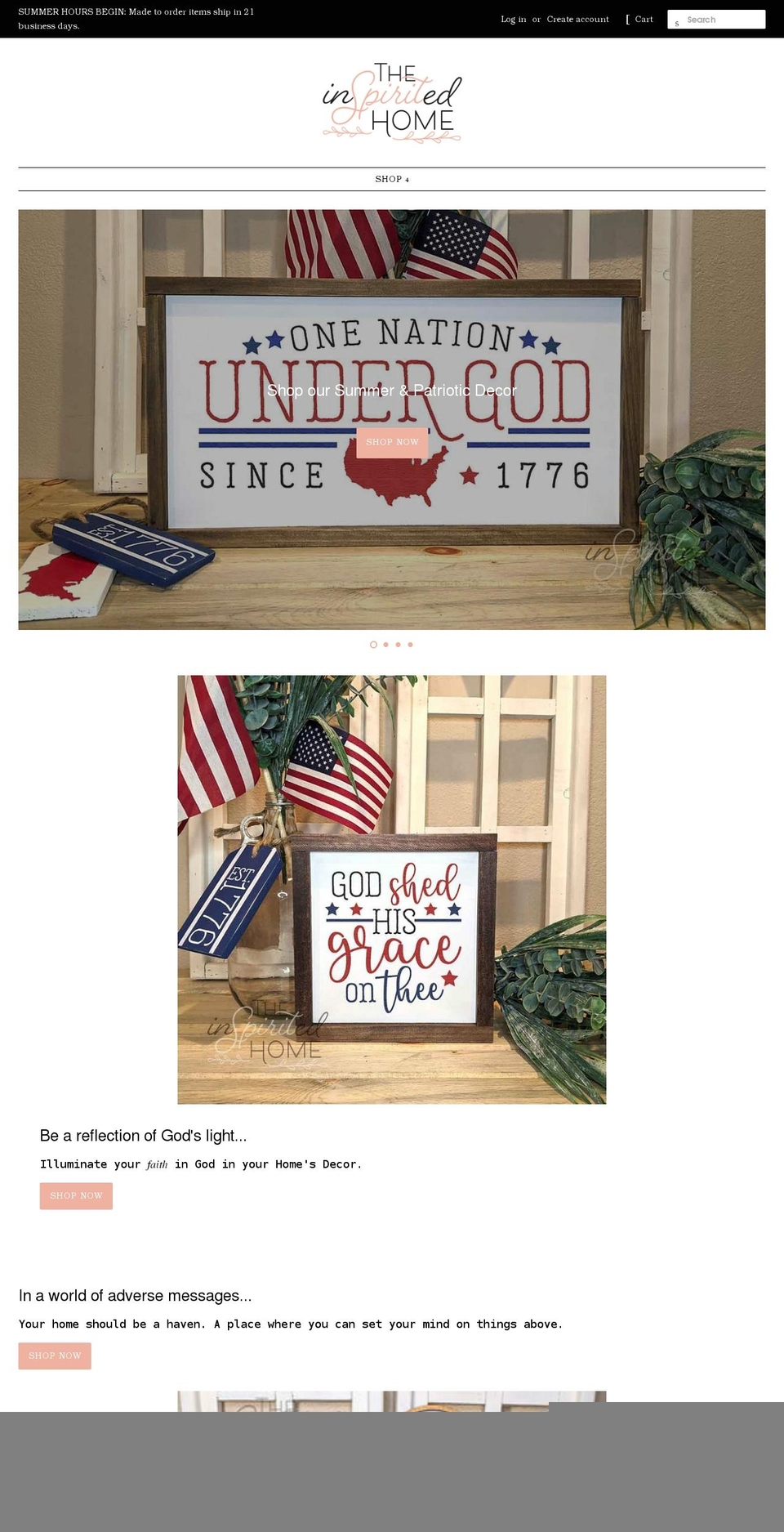 theinspiritedhome.com shopify website screenshot