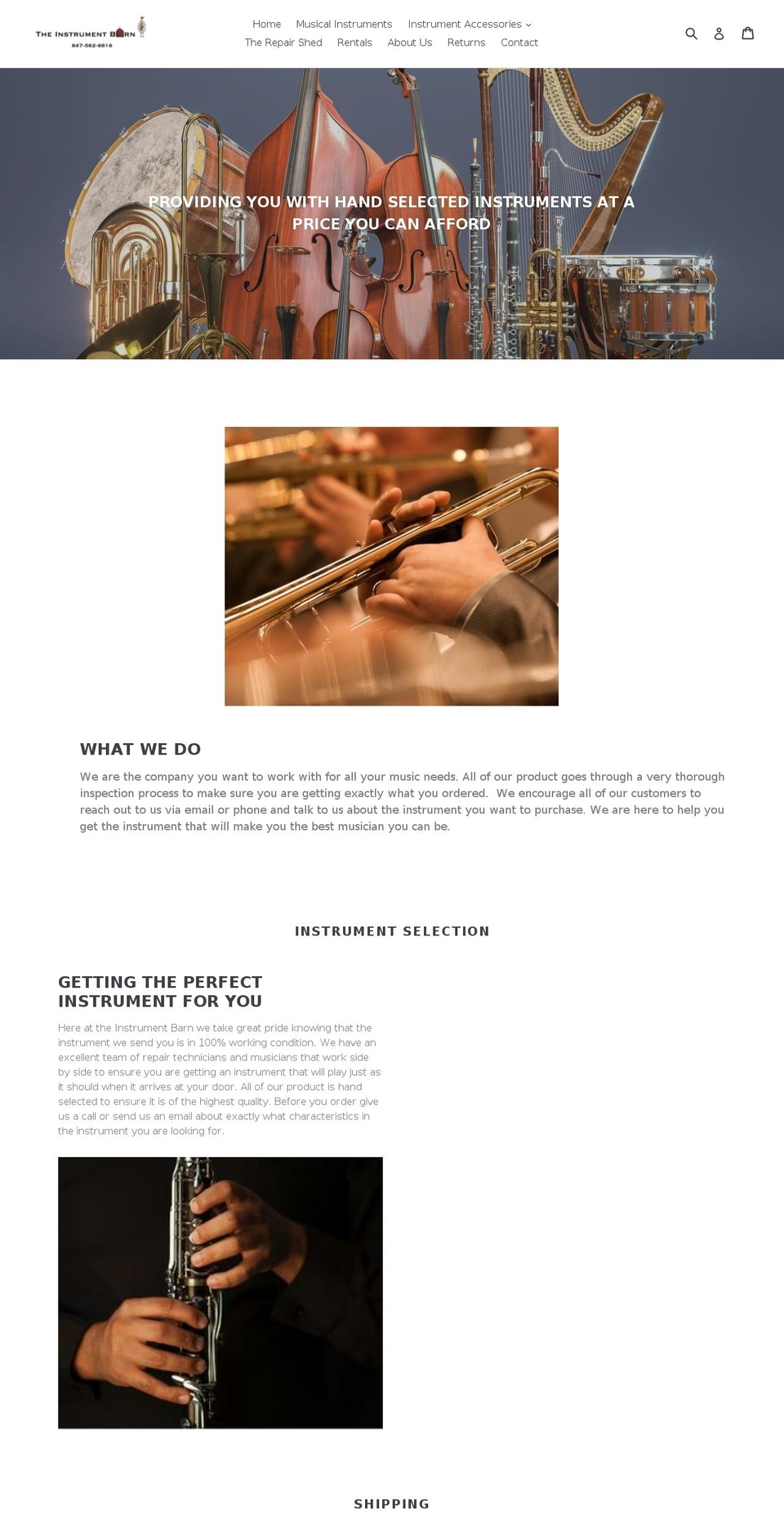 theinstrumentbarn.com — Shopify storefront screenshot