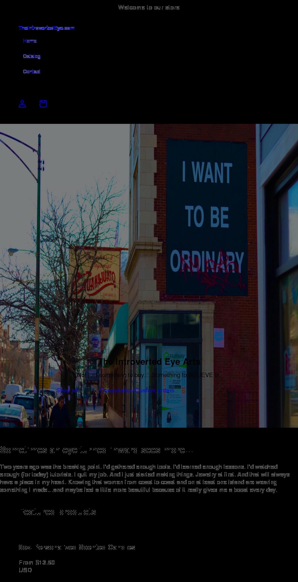 theintrovertedeye.com shopify website screenshot