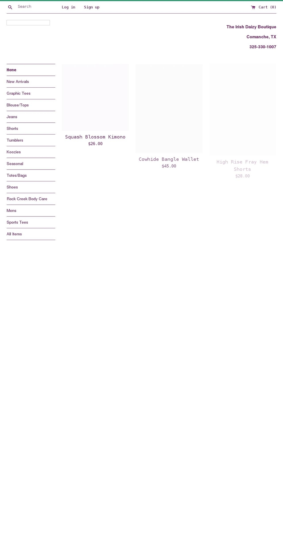 theirishdaizyboutique.com shopify website screenshot