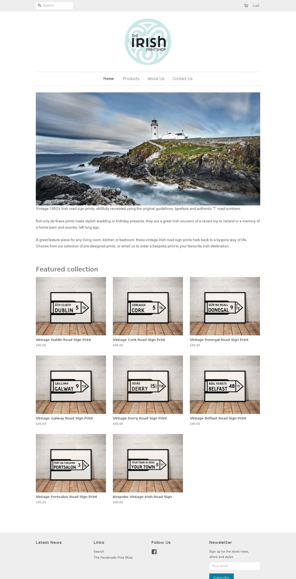 theirishprintshop.com — Shopify storefront screenshot