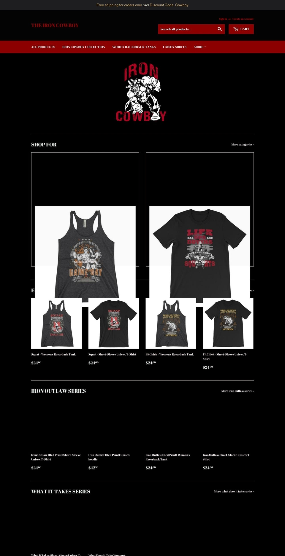 theironcowboy.com — Shopify storefront screenshot