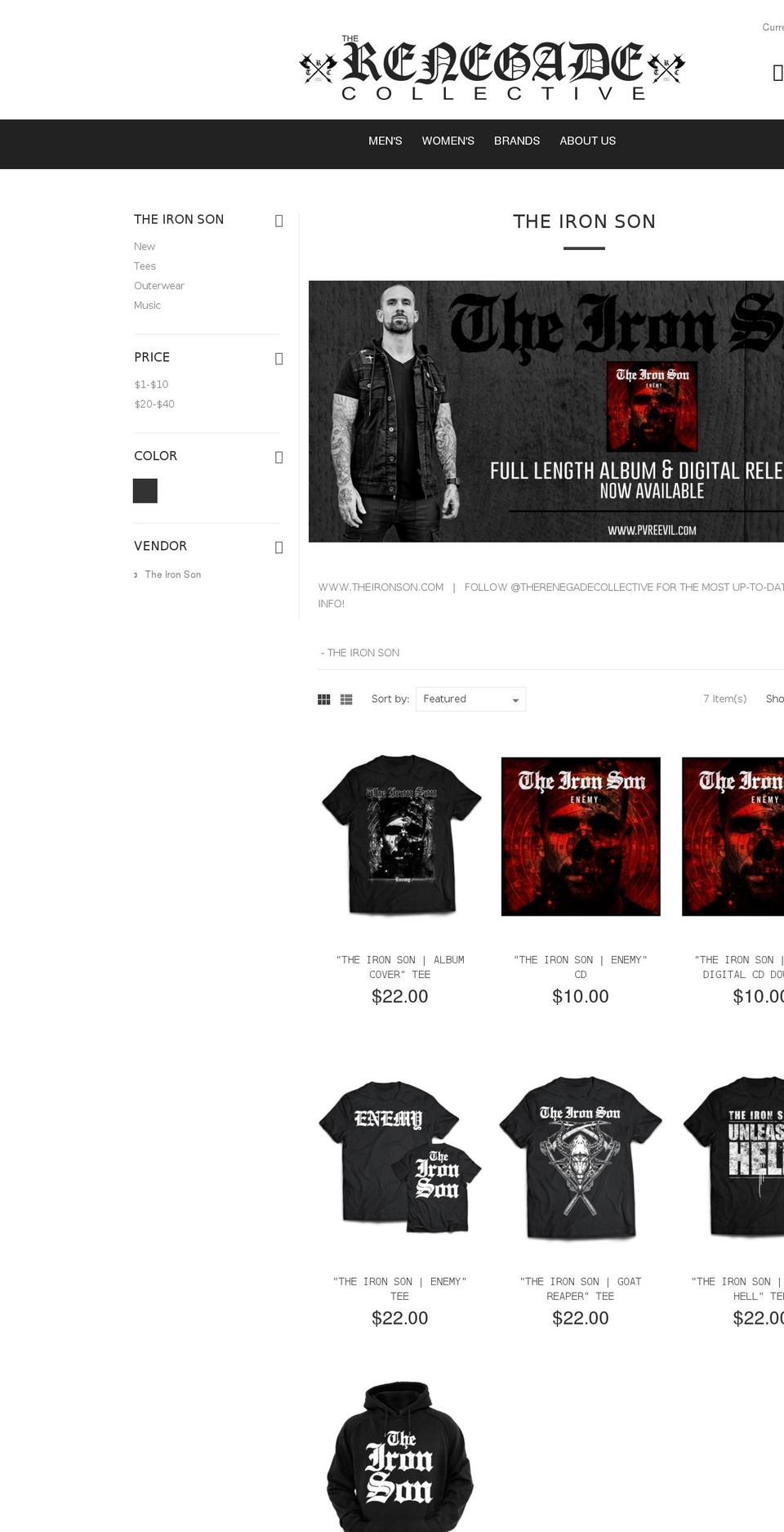theironson.com shopify website screenshot