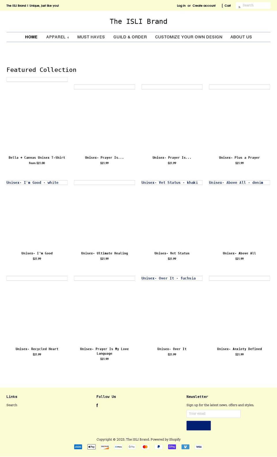 theislibrand.com shopify website screenshot