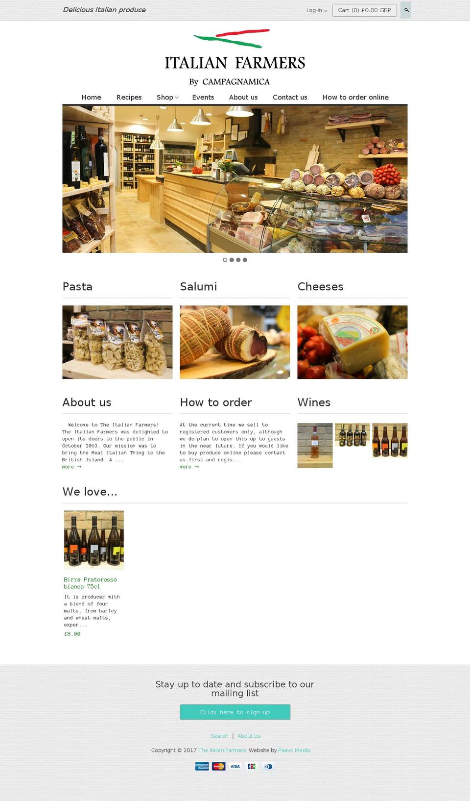 theitalianfarmers.com shopify website screenshot