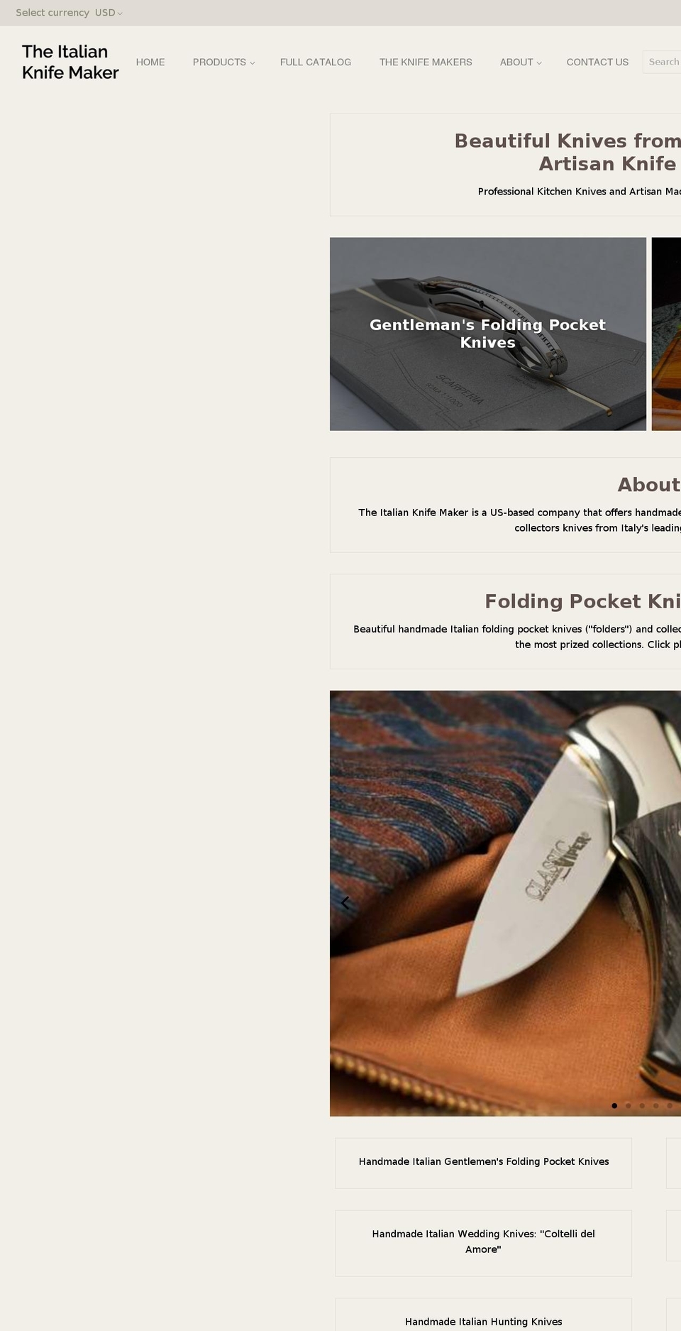 theitalianknifemaker.com — Shopify storefront screenshot