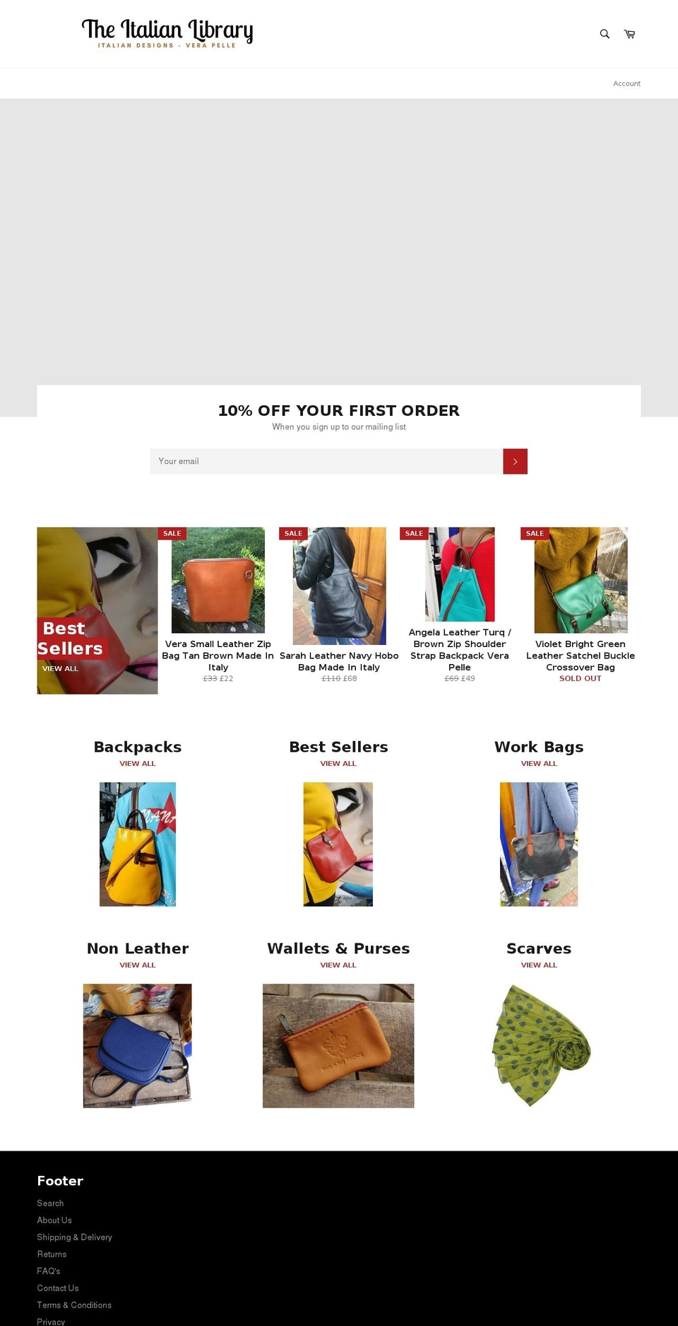 theitalianlibrary.com — Shopify storefront screenshot