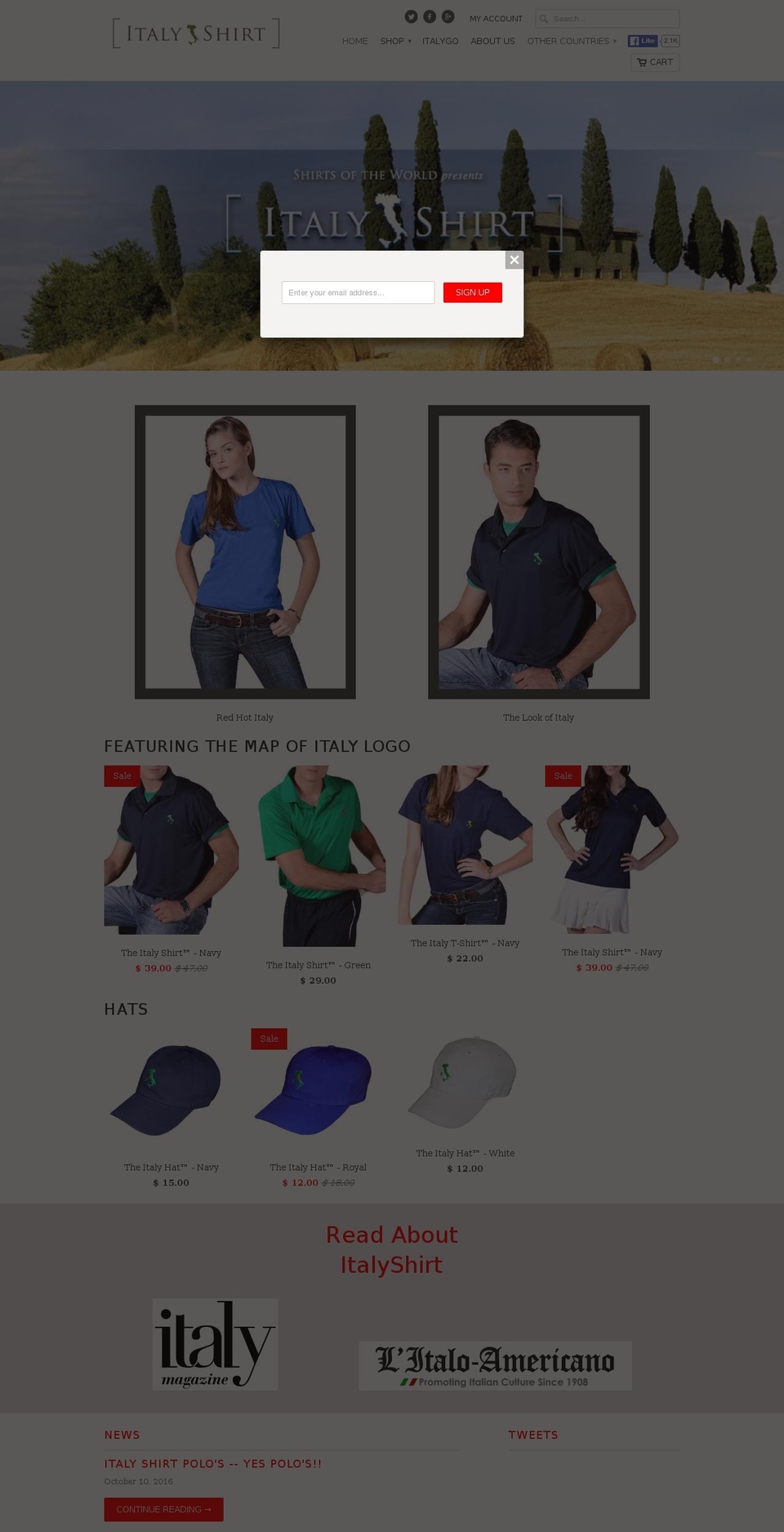 theitalyshirt.com shopify website screenshot