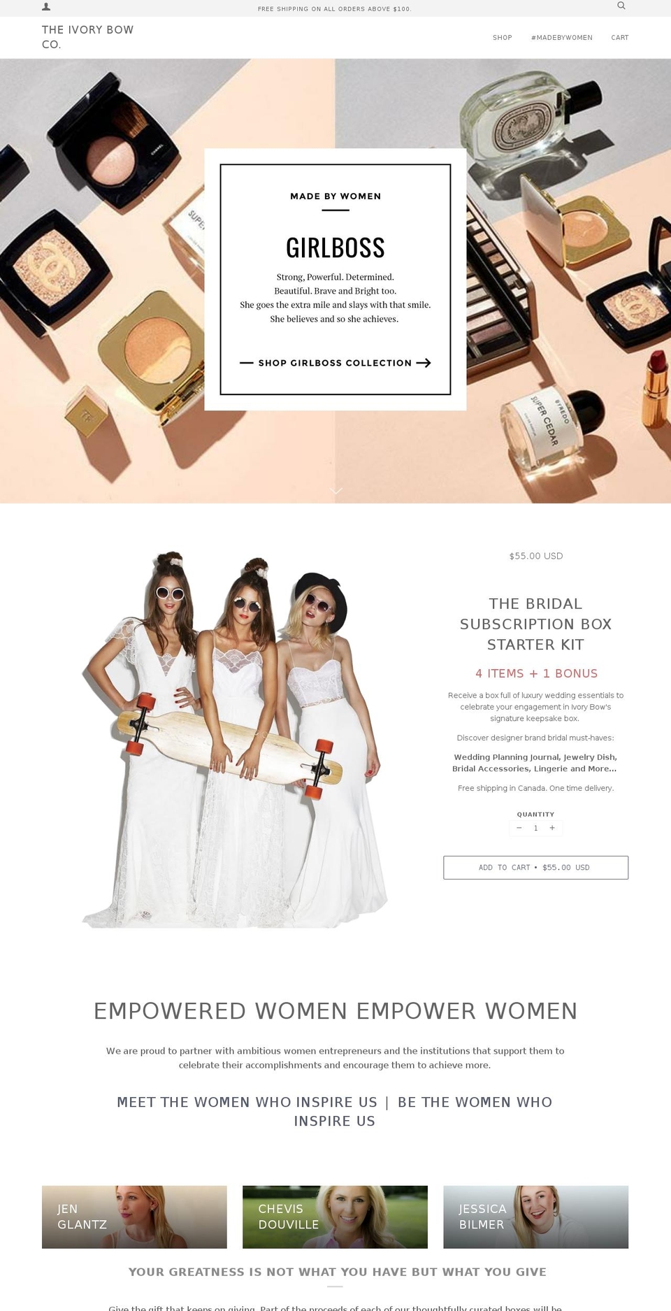 theivorybowcompany.com shopify website screenshot