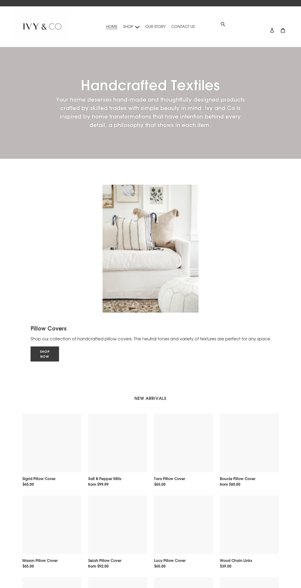 theivyandcompany.com shopify website screenshot