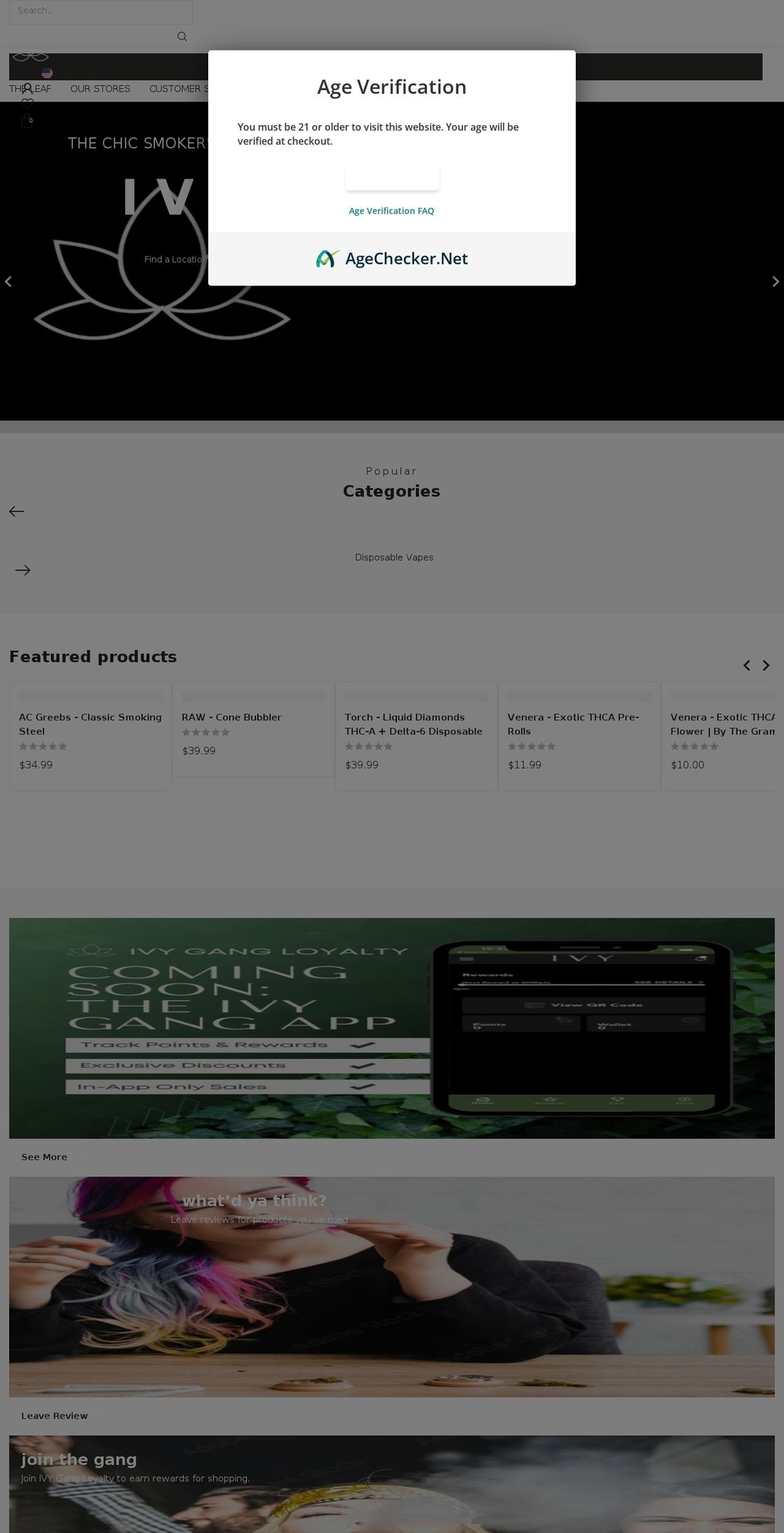 theivyonline.com shopify website screenshot