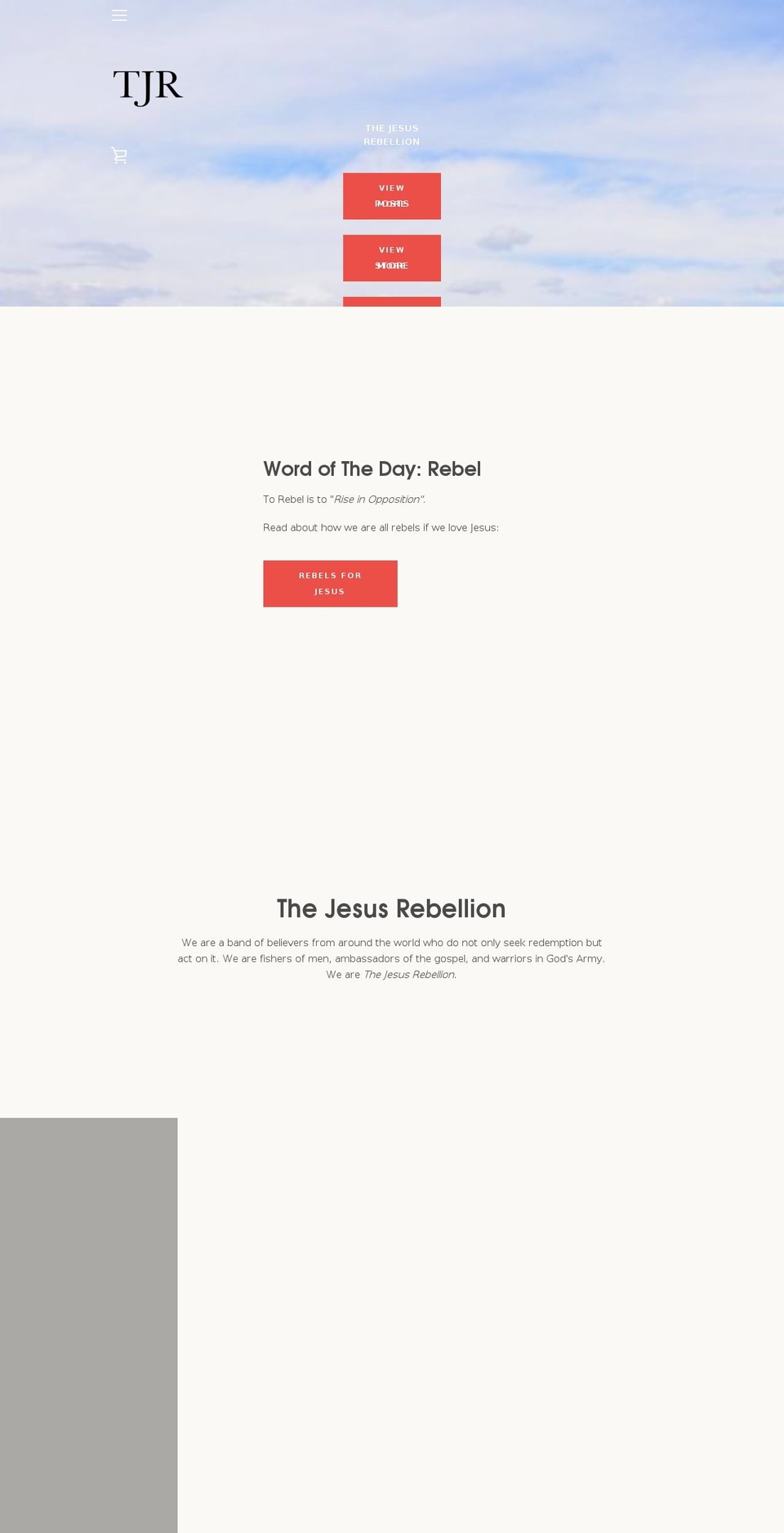 thejesusrebellion.com — Shopify storefront screenshot