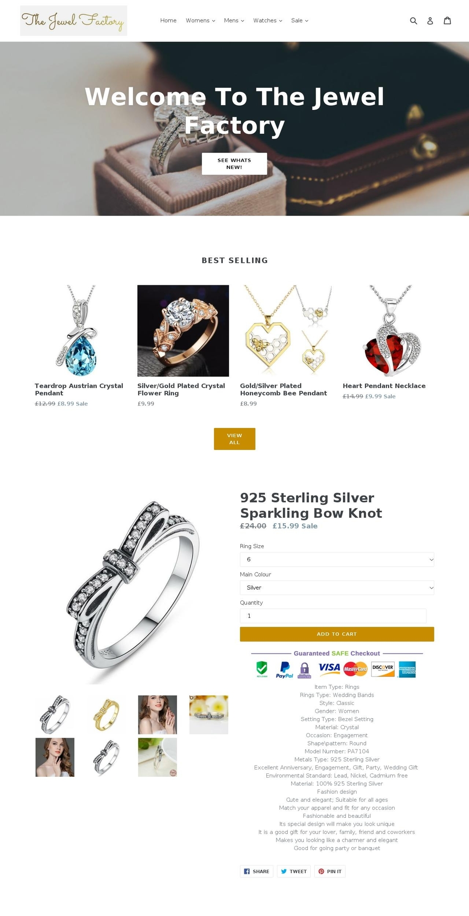 thejewelfactory.com — Shopify storefront screenshot