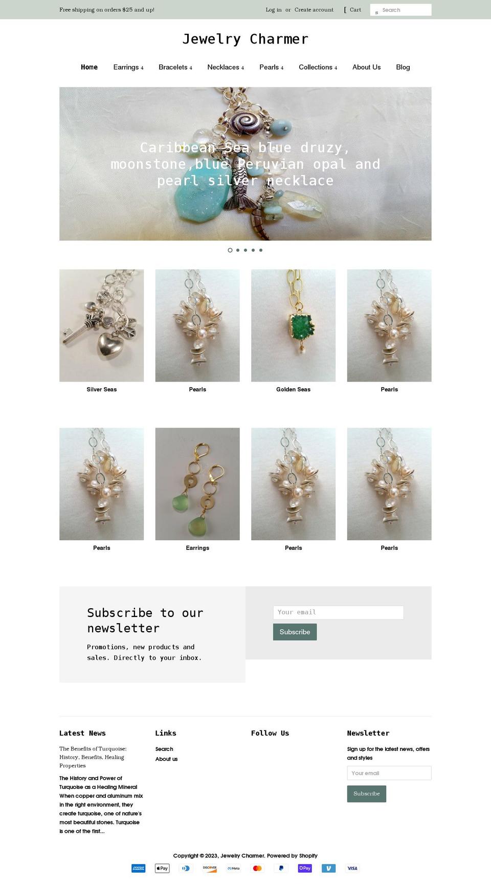 thejewelrycharmer.com shopify website screenshot