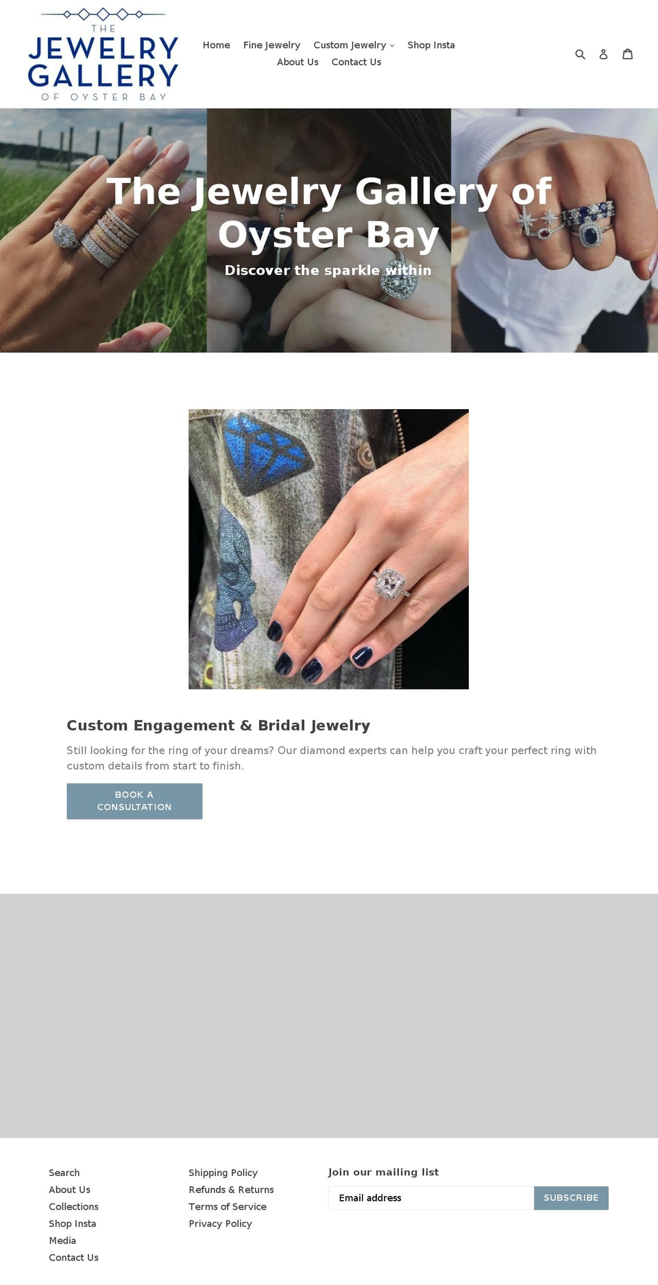 thejewelrygalleryofoysterbay.com — Shopify storefront screenshot