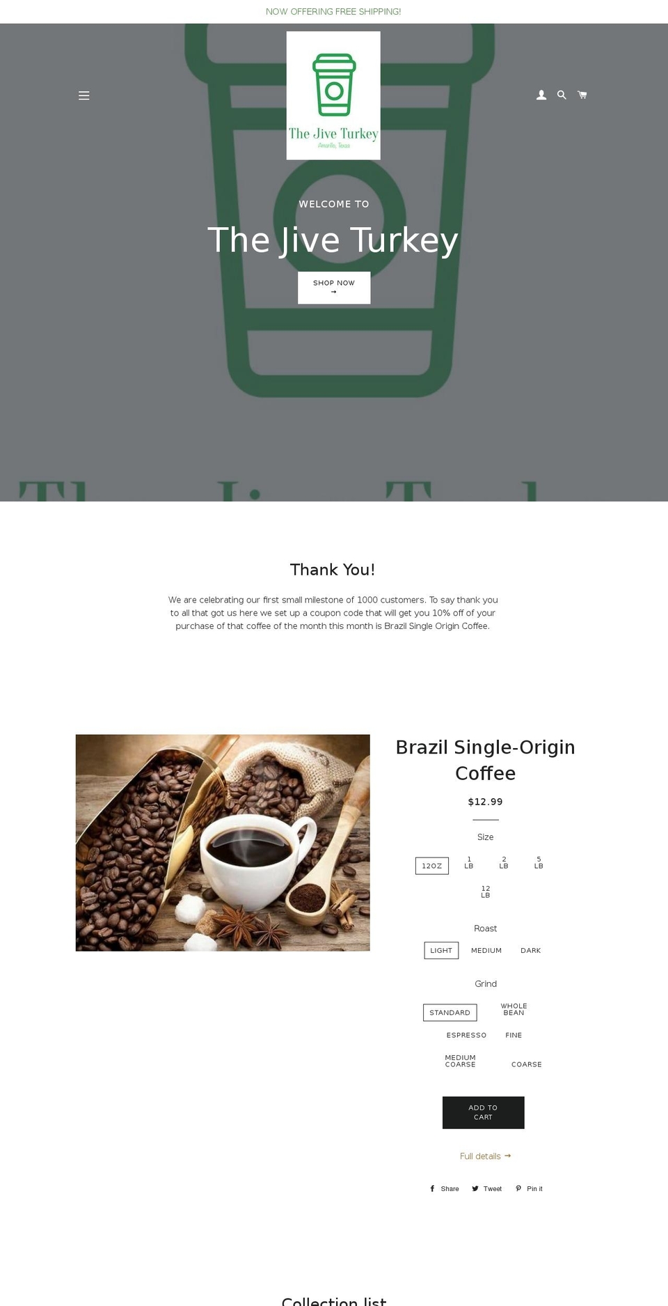 thejiveturkey.net shopify website screenshot
