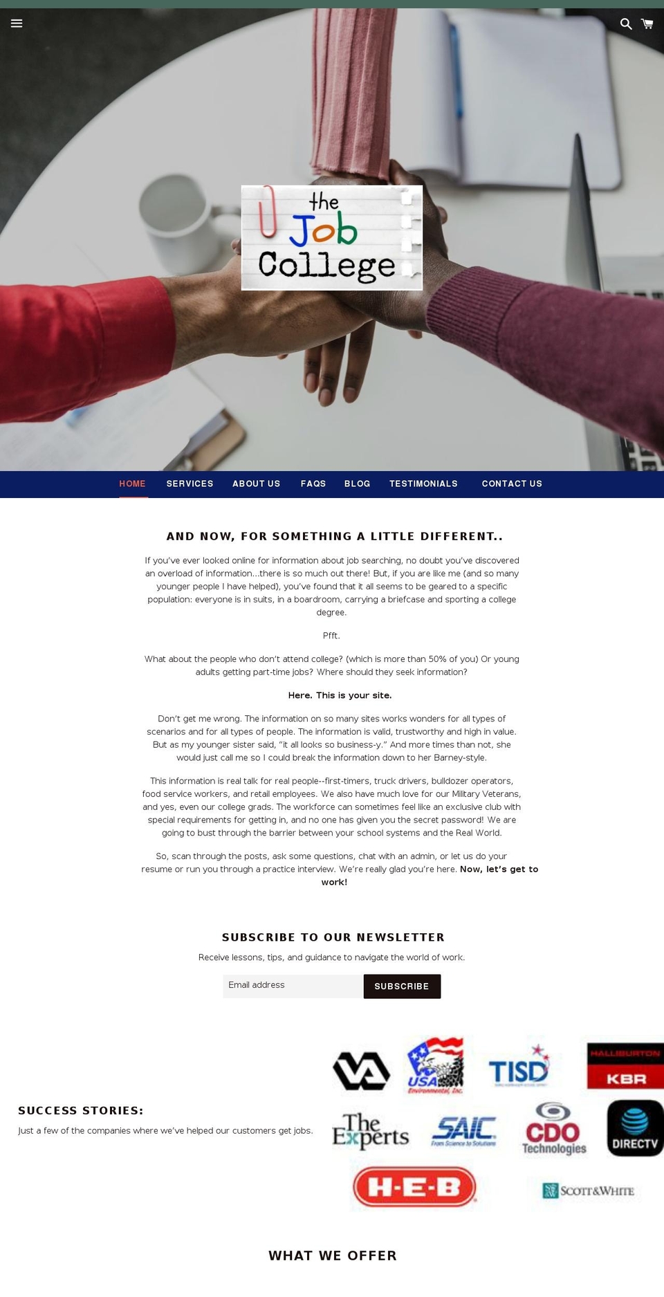 thejobcollege.com — Shopify storefront screenshot