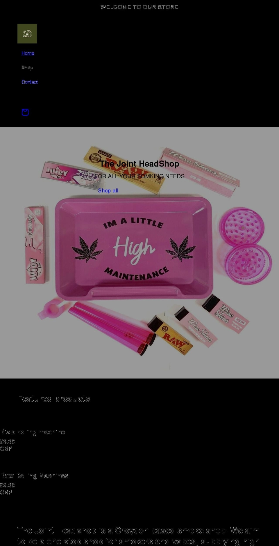 thejointheadshop.co.uk shopify website screenshot