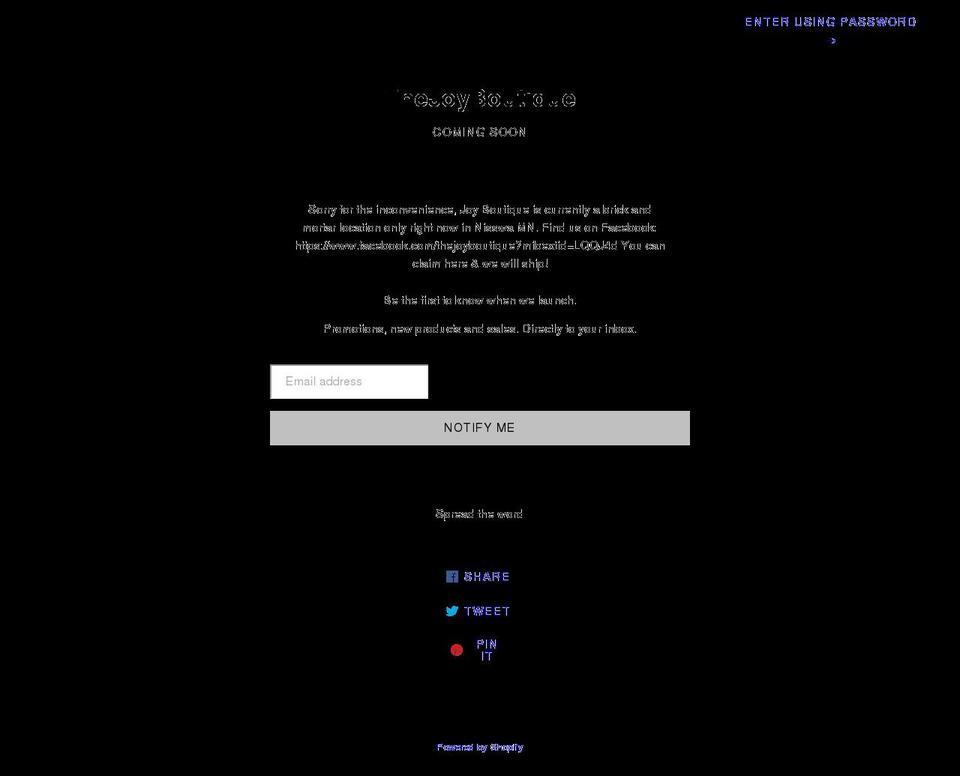thejoyboutique.com shopify website screenshot
