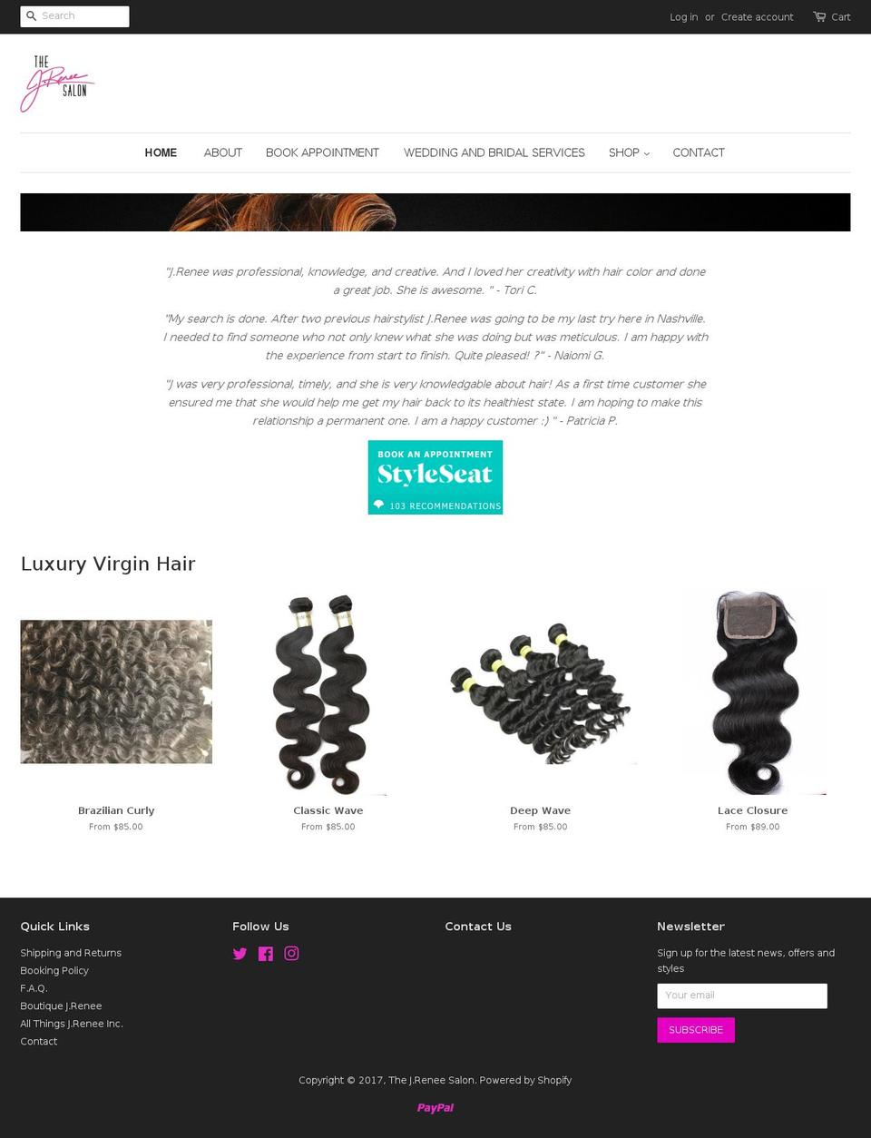 thejreneesalon.com shopify website screenshot