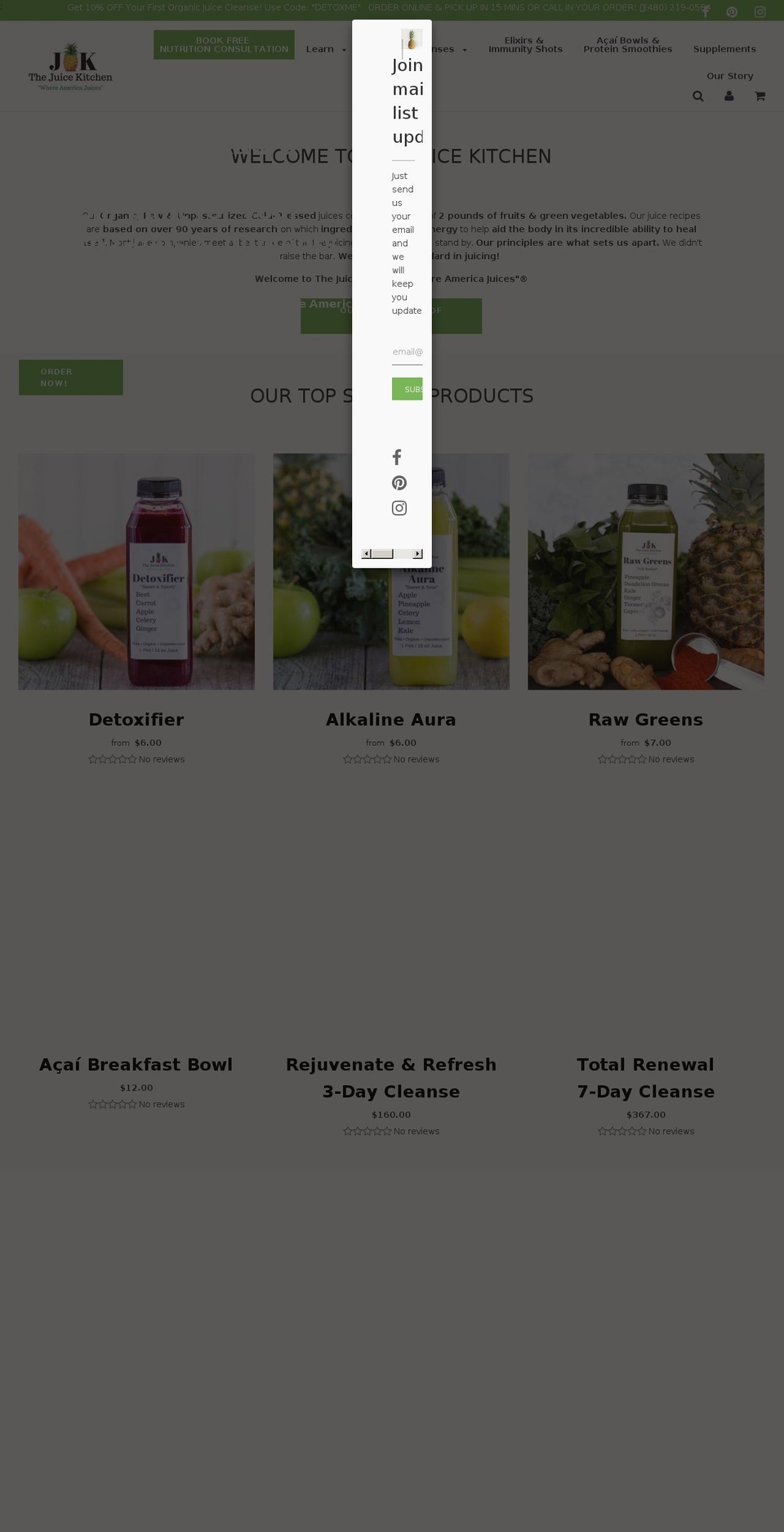 thejuicekitchen.com shopify website screenshot