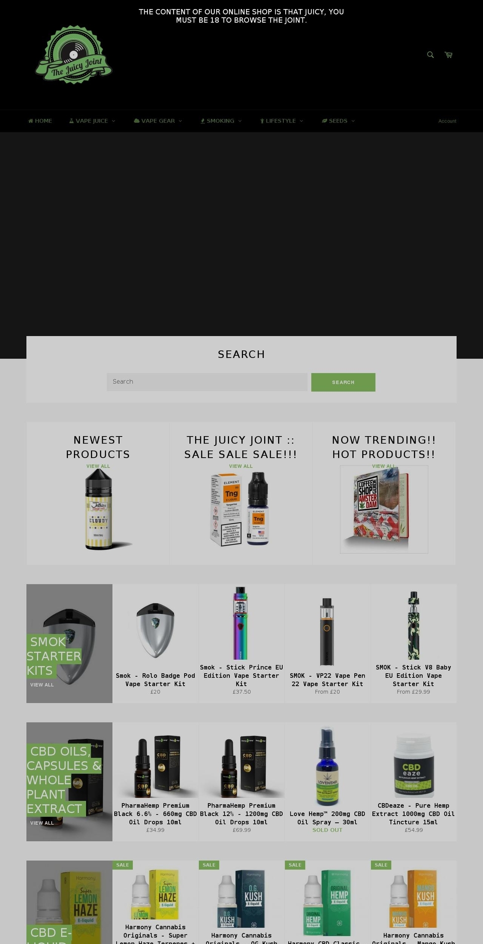 thejuicyjoint.com — Shopify storefront screenshot