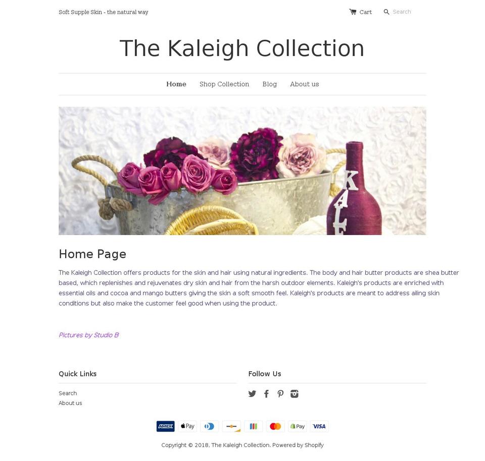 thekaleighcollection.com shopify website screenshot