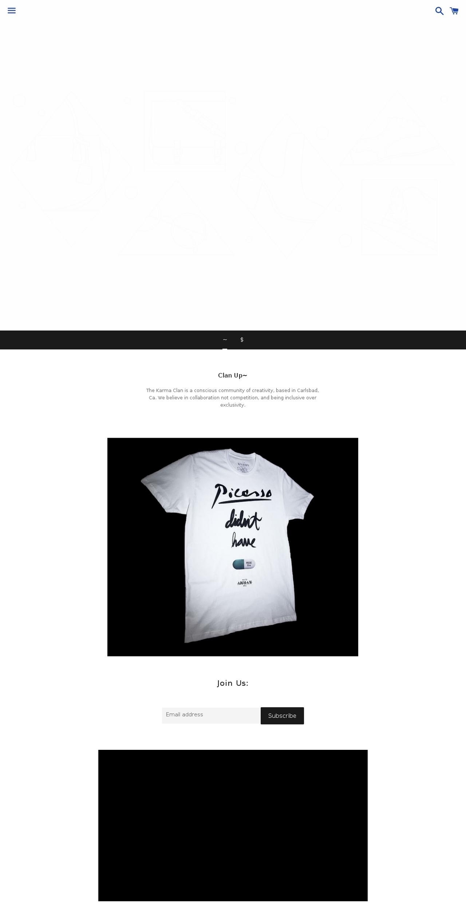 thekarmaclan.org shopify website screenshot