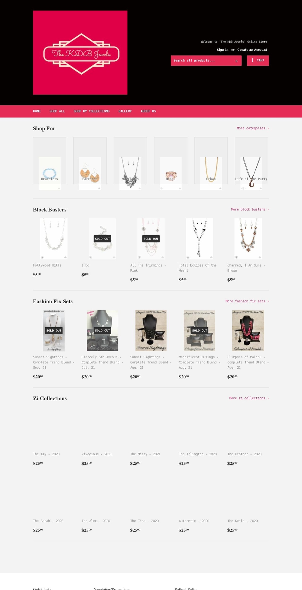 thekdbjewels.com shopify website screenshot