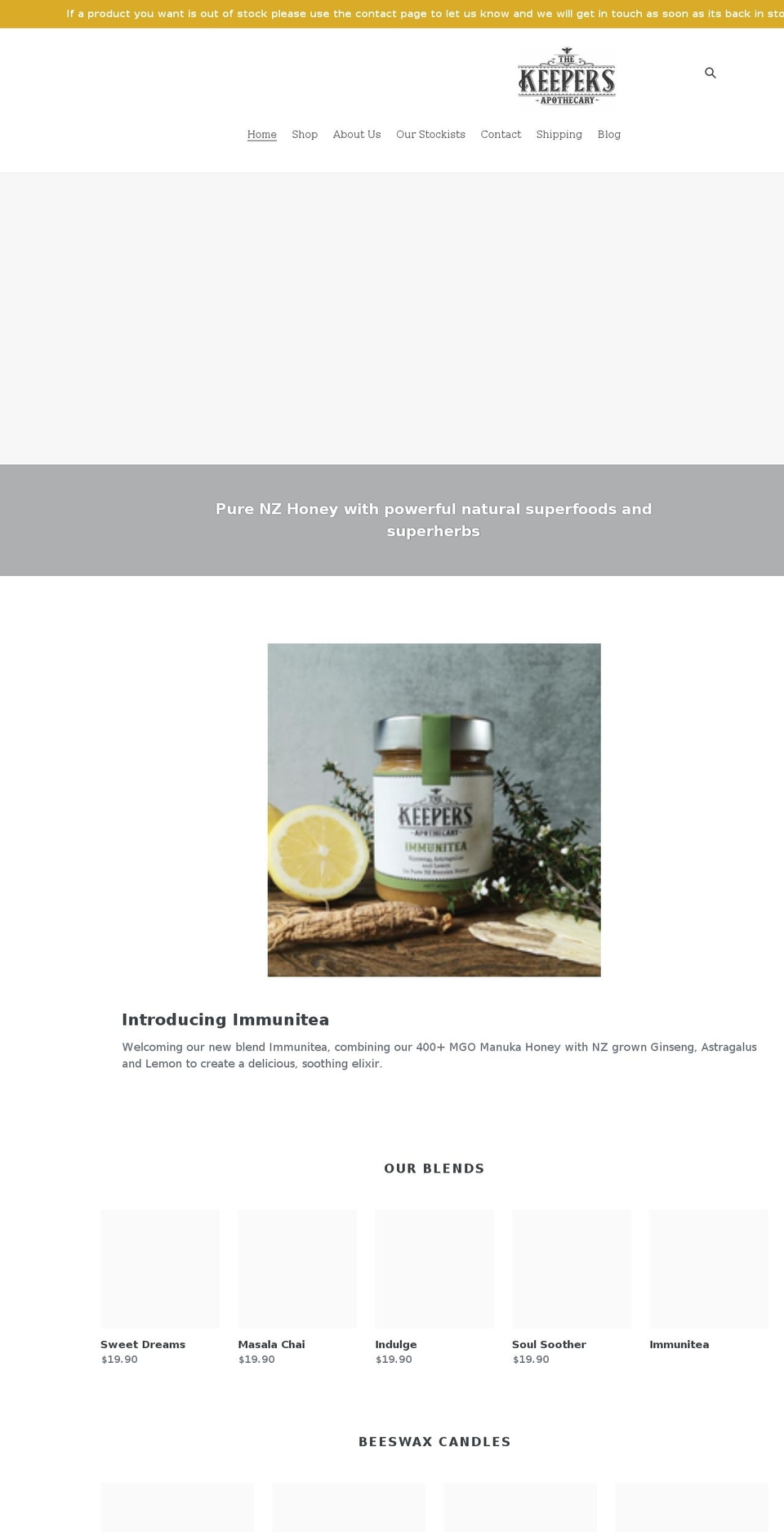 thekeepersapothecary.co.nz shopify website screenshot