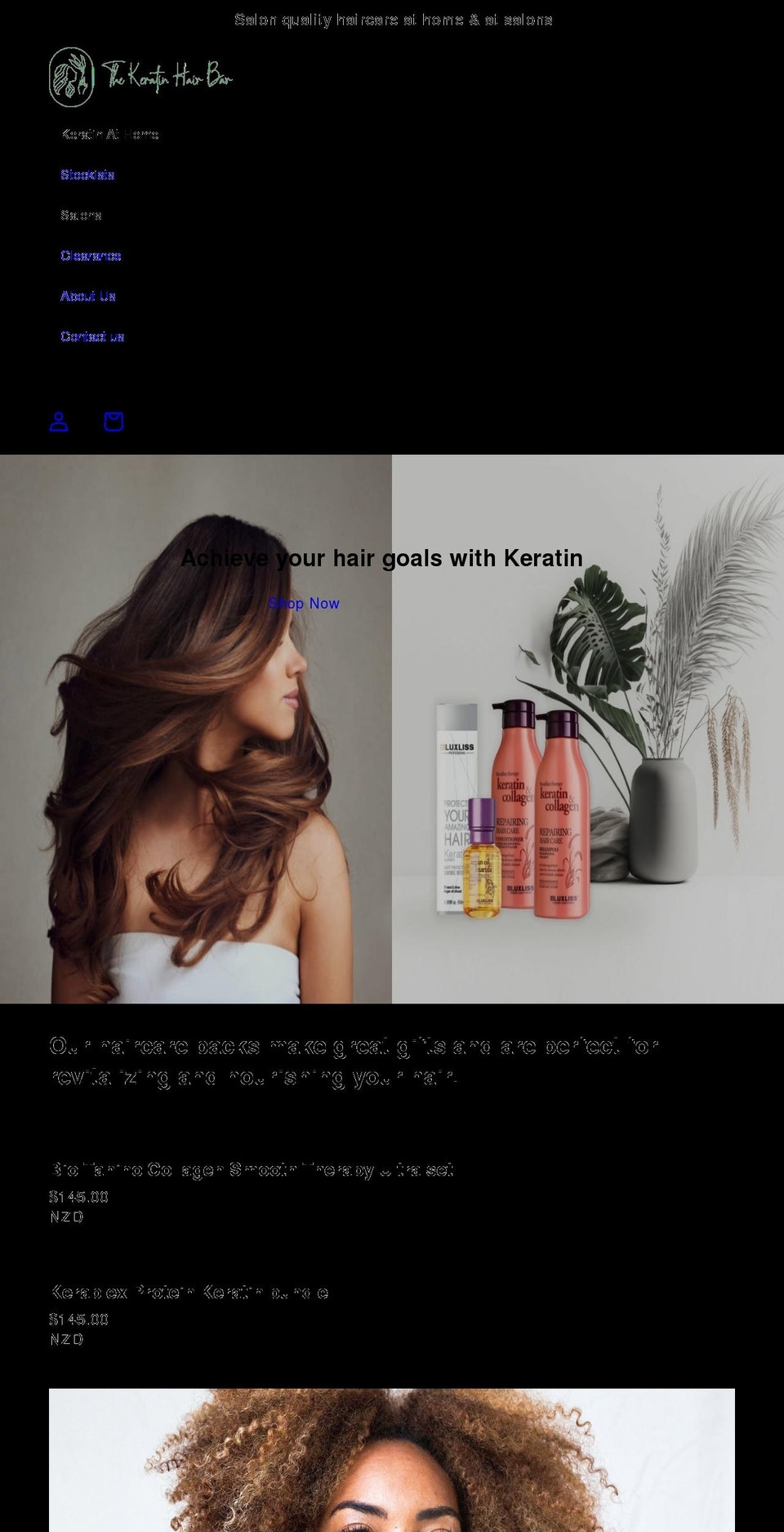 thekeratinhairbar.com shopify website screenshot