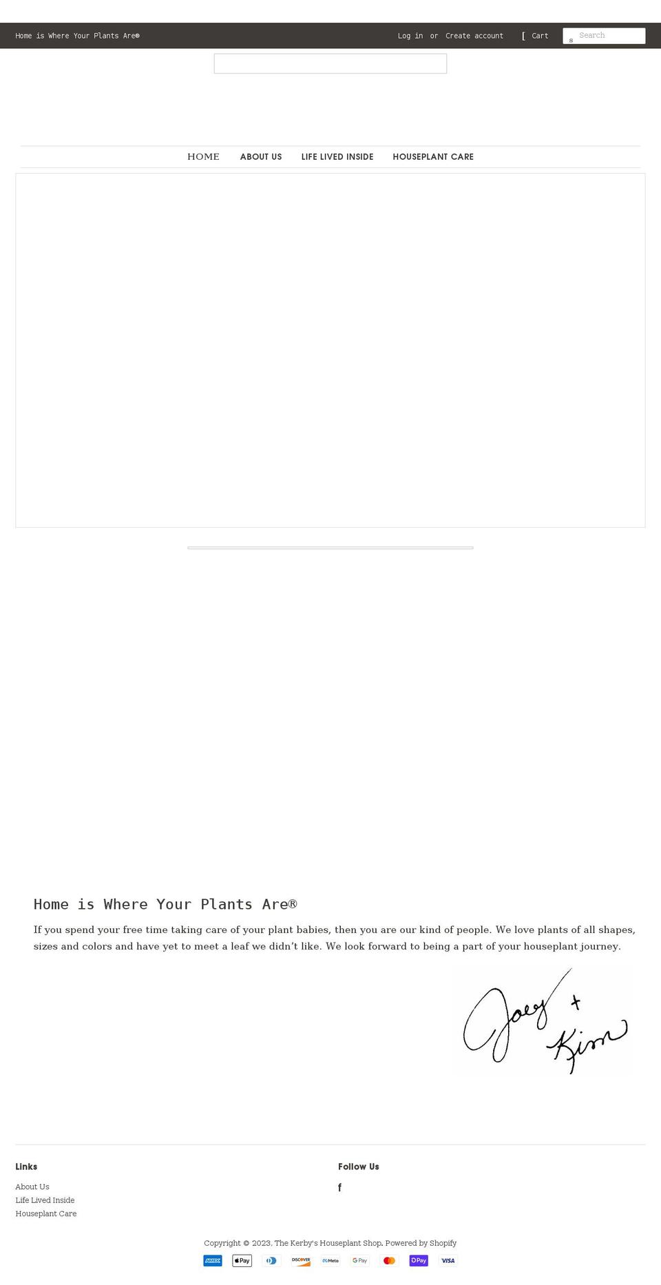 thekerbyshouseplantshop.com shopify website screenshot