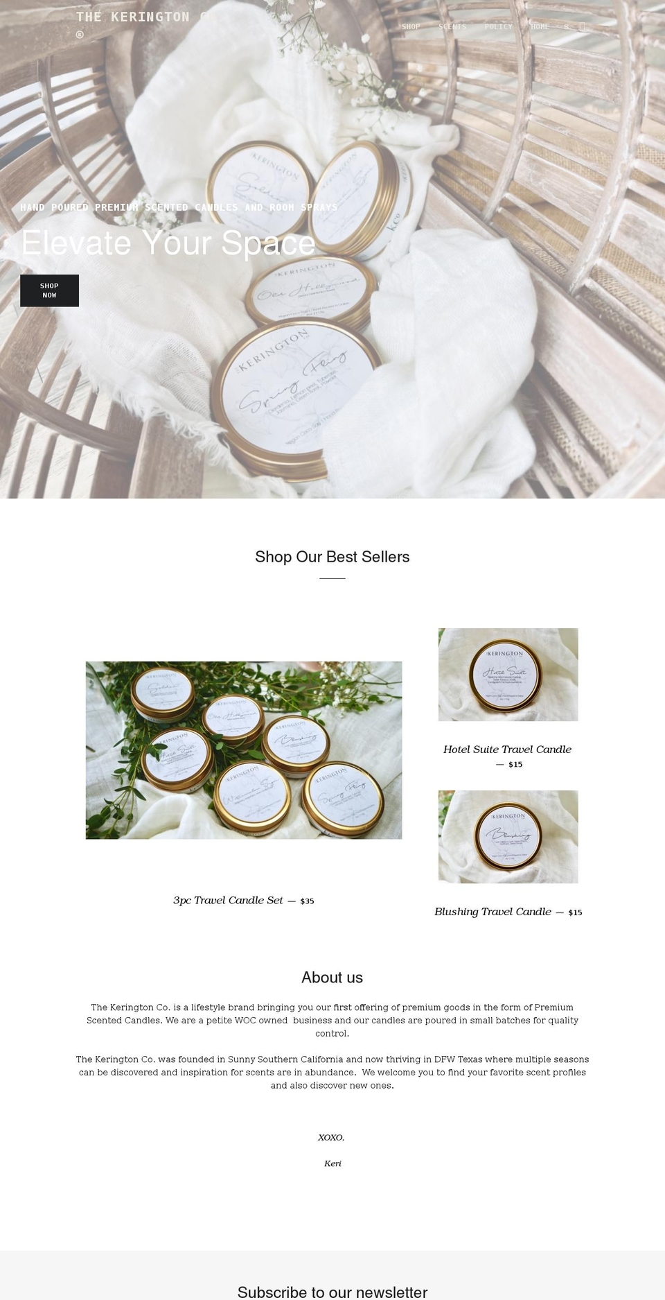 thekeringtonco.com shopify website screenshot
