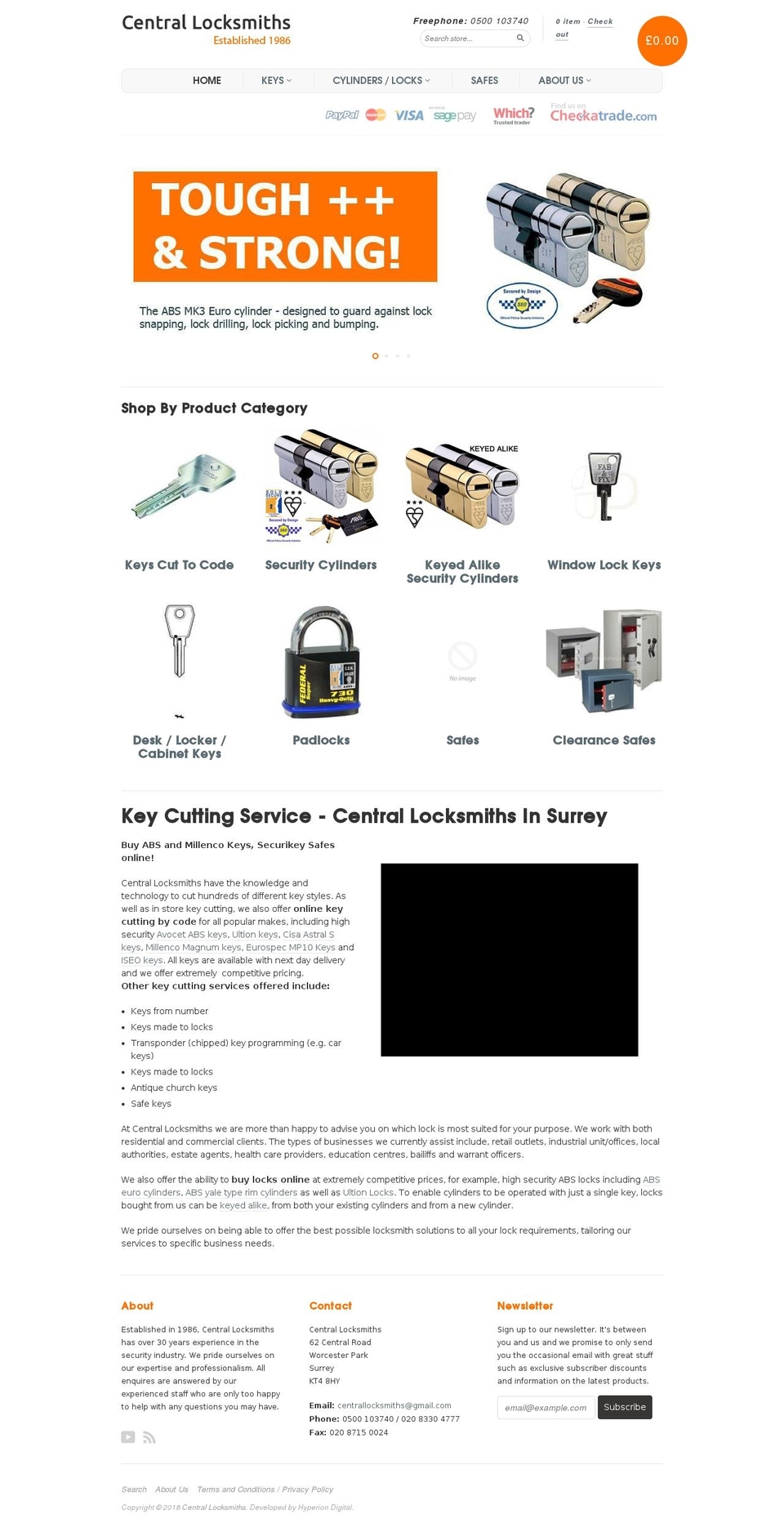 thekeyandlockshop.com — Shopify storefront screenshot